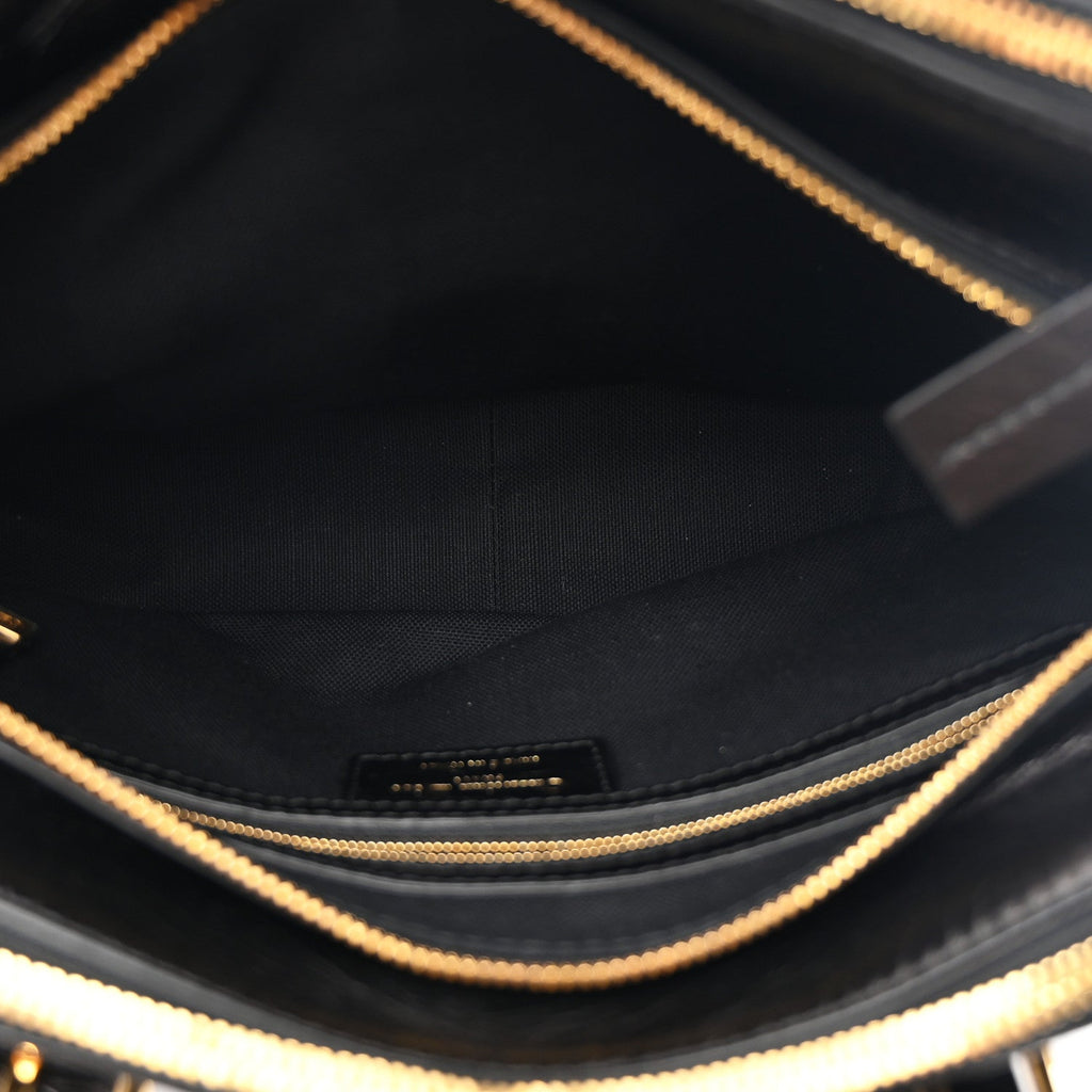 Christian Dior Crinkled Calfskin Small Grand Tour Bowling Bag Black