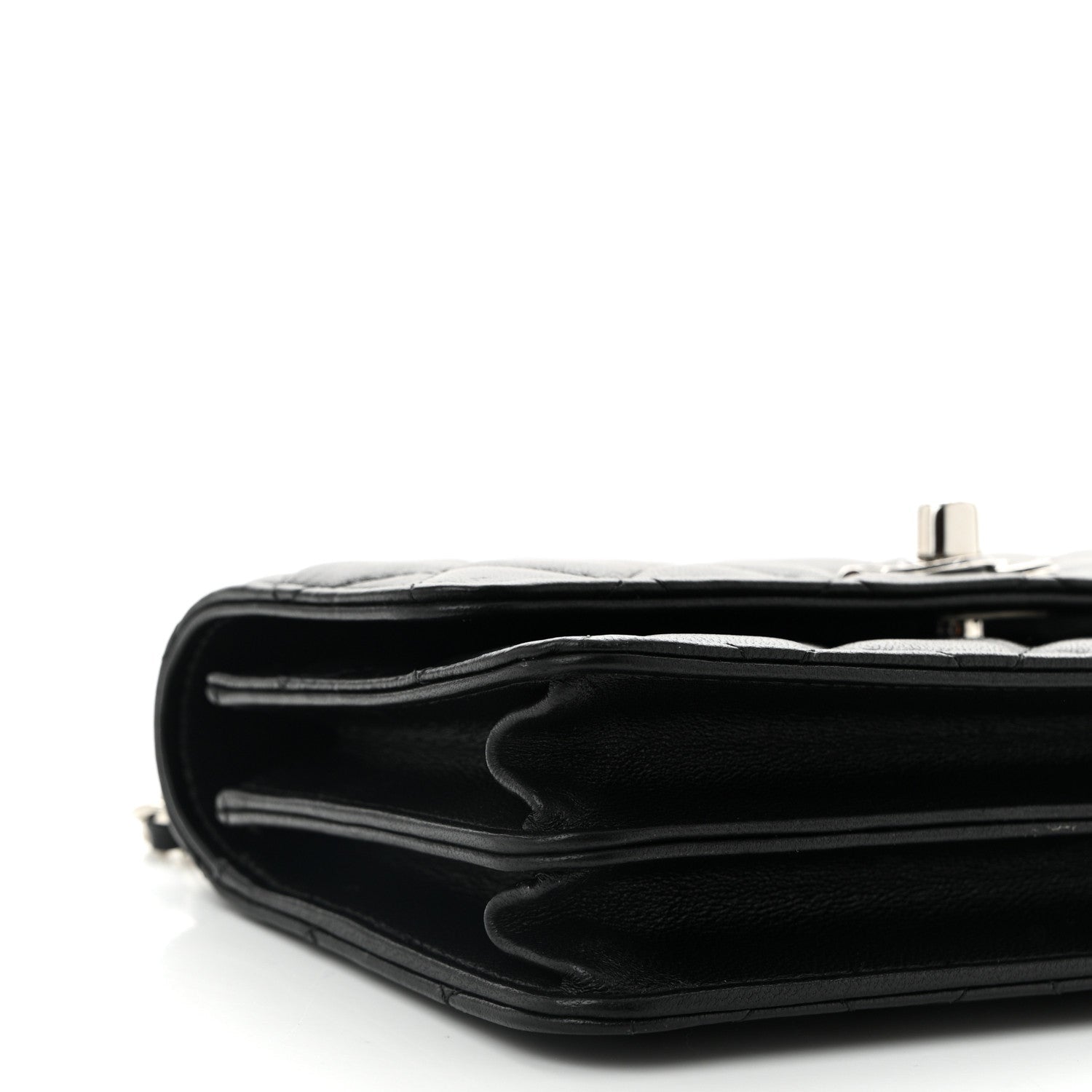 Chanel Lambskin Quilted Metal Top Handle Crossbody Flap Black