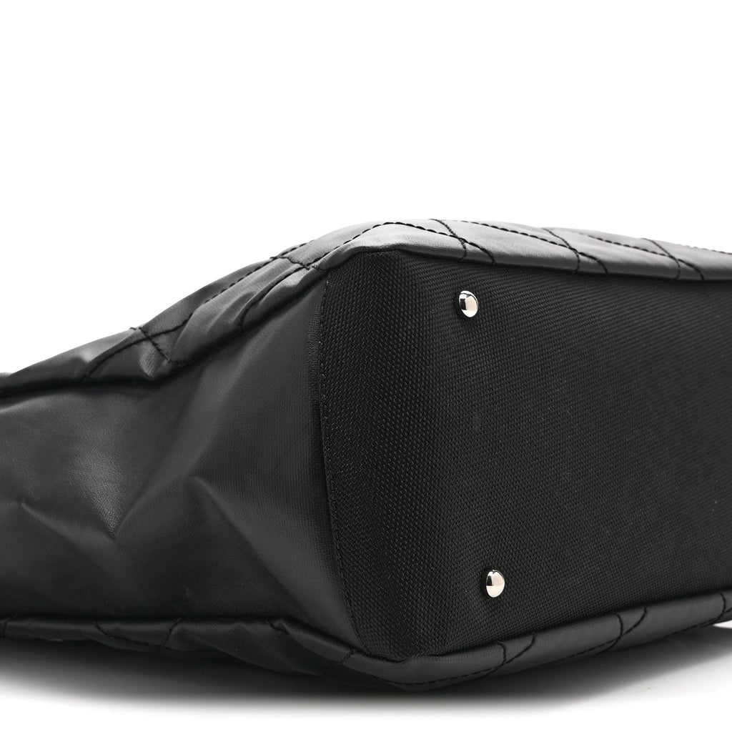 Chanel Coated Canvas Quilted Large Paris Biarritz Tote Black