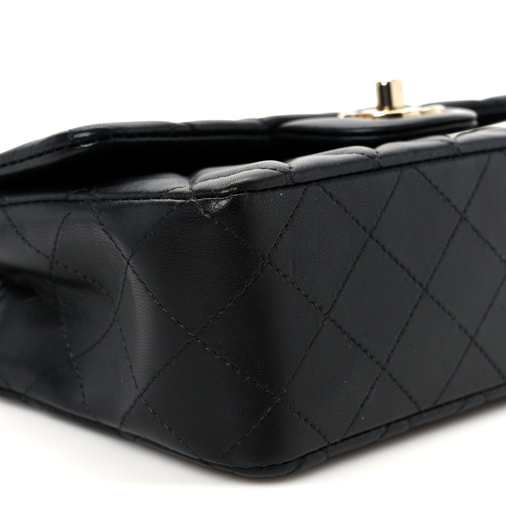 Chanel Lambskin Quilted Mini Rectangular Flap Black