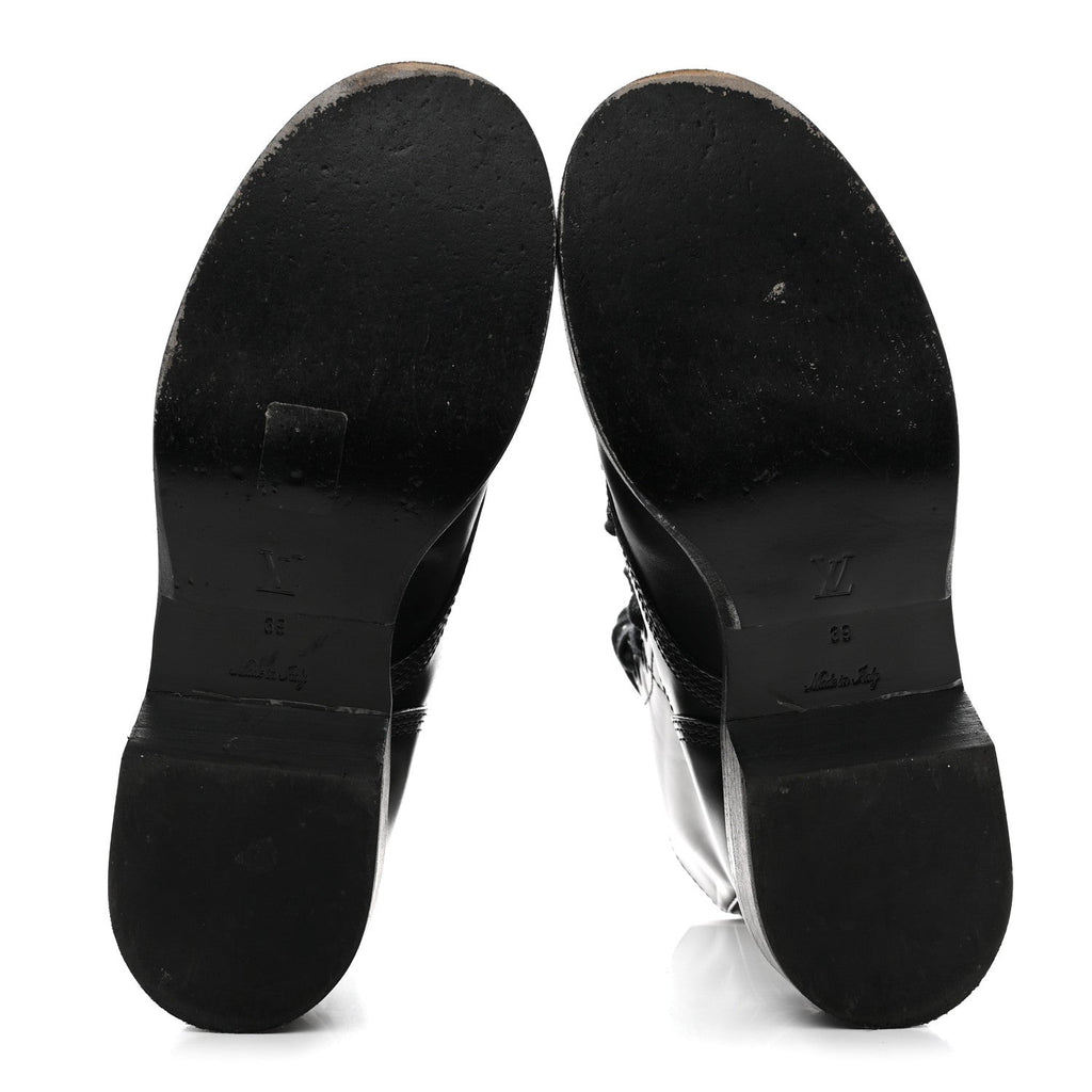 Louis Vuitton Calfskin Monogram Metropolis Flat Ranger Boots 39 Black