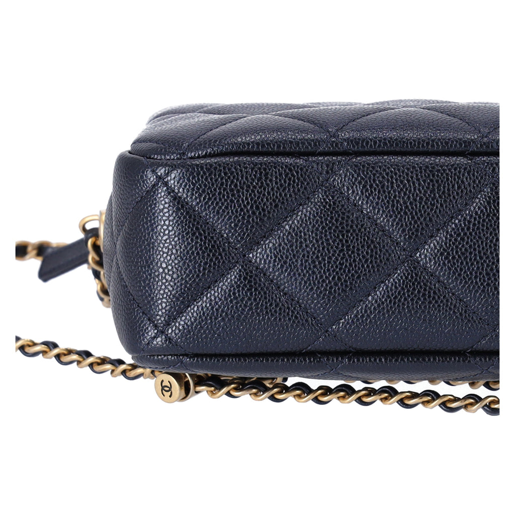 Chanel 21 K My Perfect Camera Bag Iridescent Caviar Quilted Leather Black