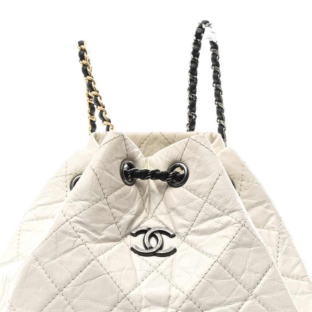 Chanel Aged Calfskin Quilted Small Gabrielle Backpack Black White