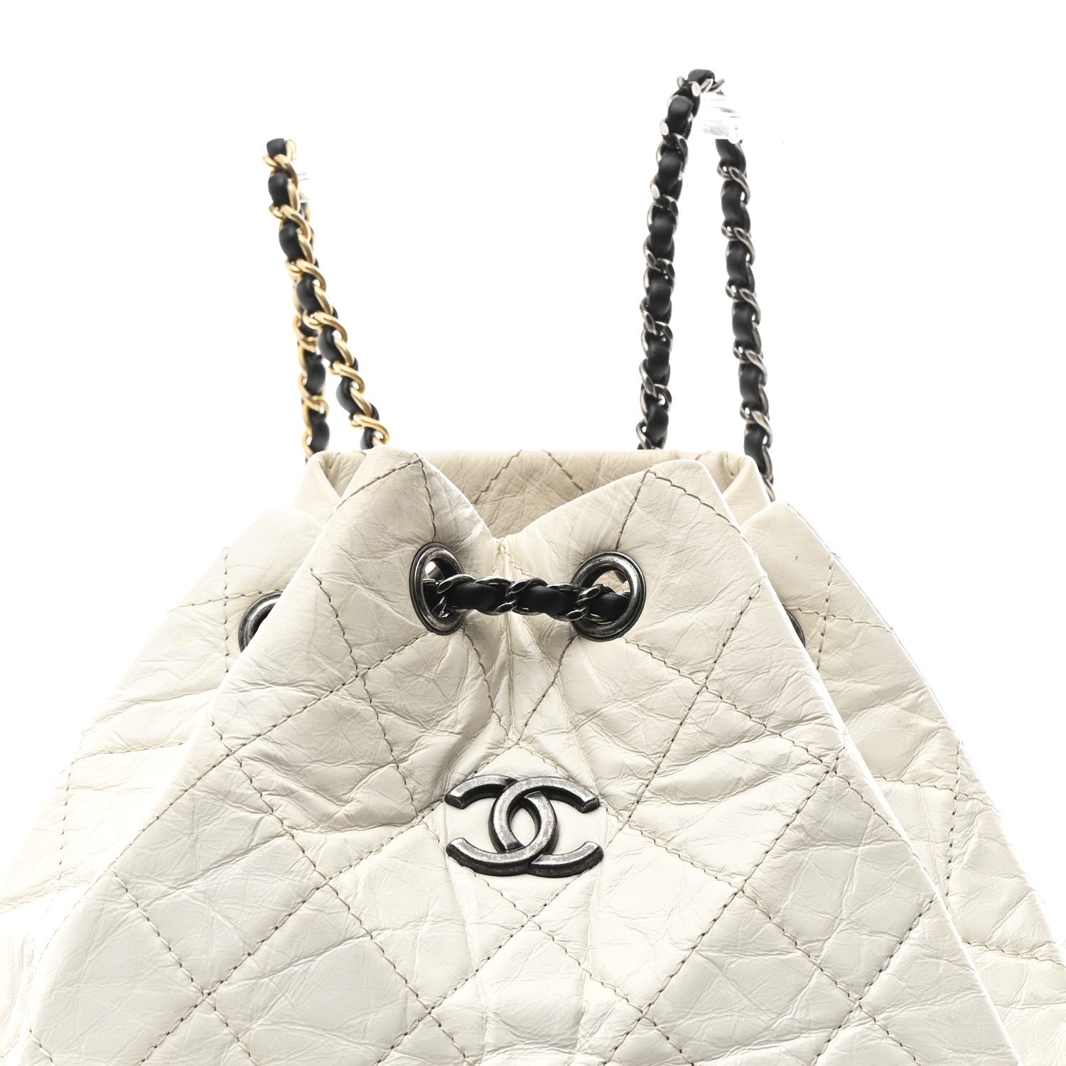 Chanel Aged Calfskin Quilted Small Gabrielle Backpack Black White
