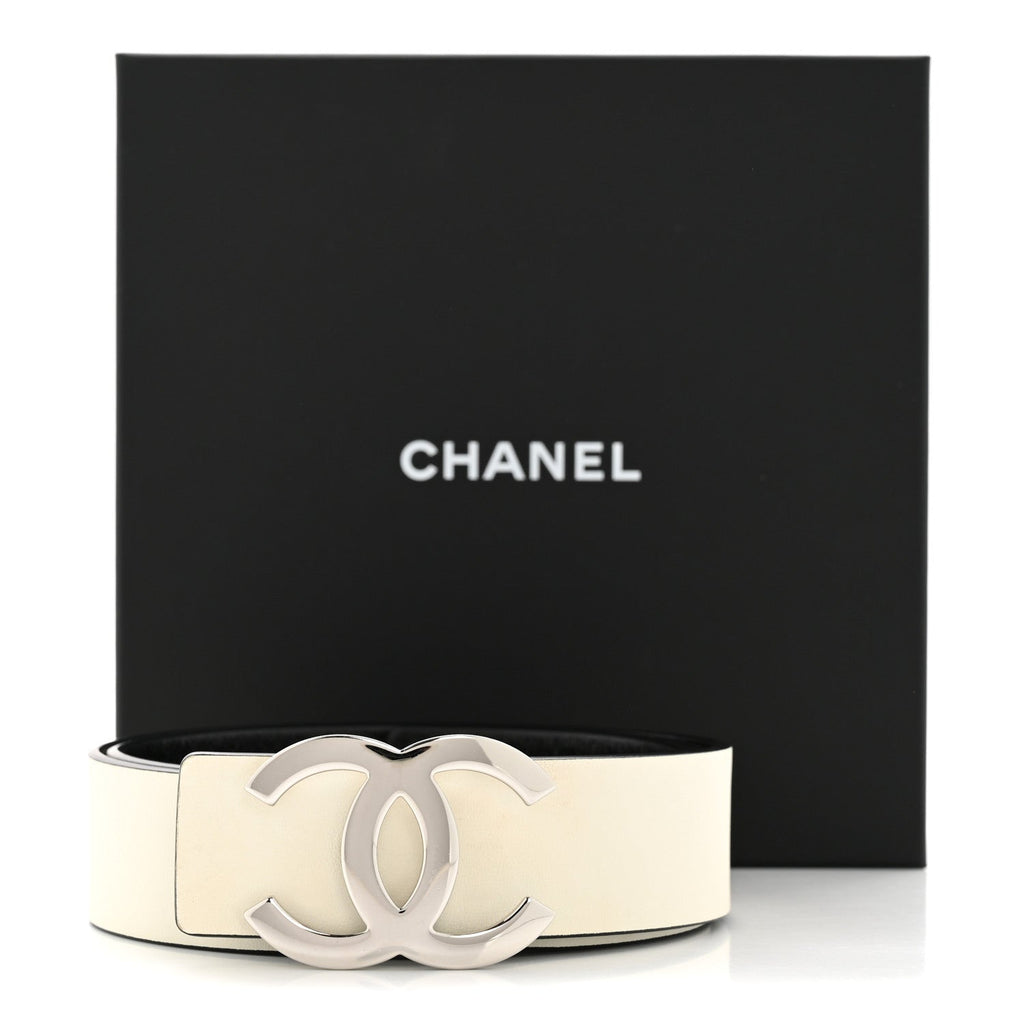 Calfskin CC Reversible Belt 85 White Black