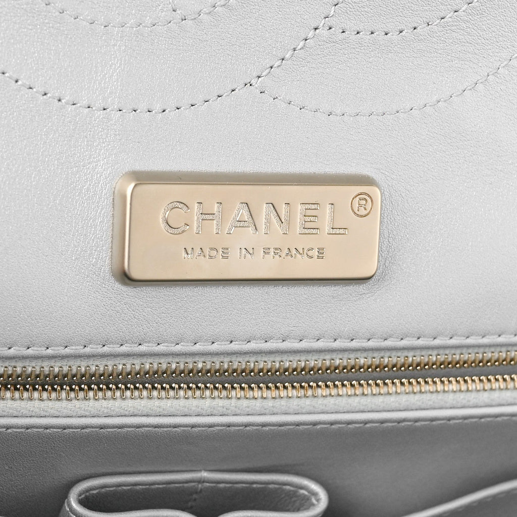 Chanel Iridescent Alligator Jumbo Double Flap Light Grey