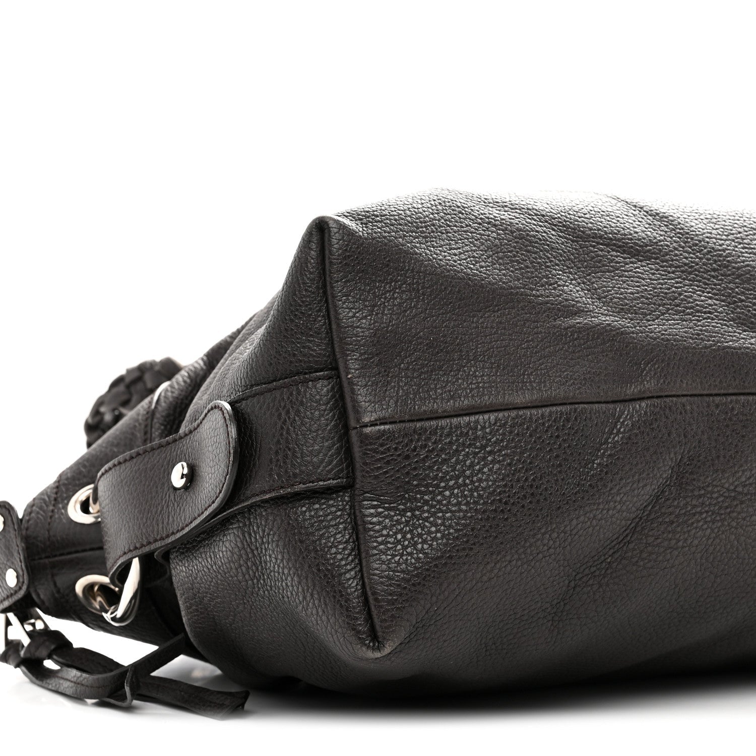 Gucci Pebbled Calfskin Large Bamboo Bar Tassel Shoulder Bag Dark Brown