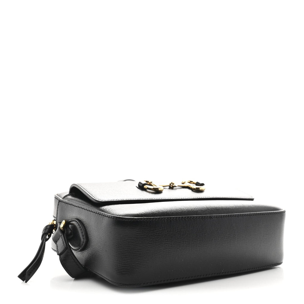 Gucci Textured Calfskin Small Horsebit 1955 Shoulder Bag Black
