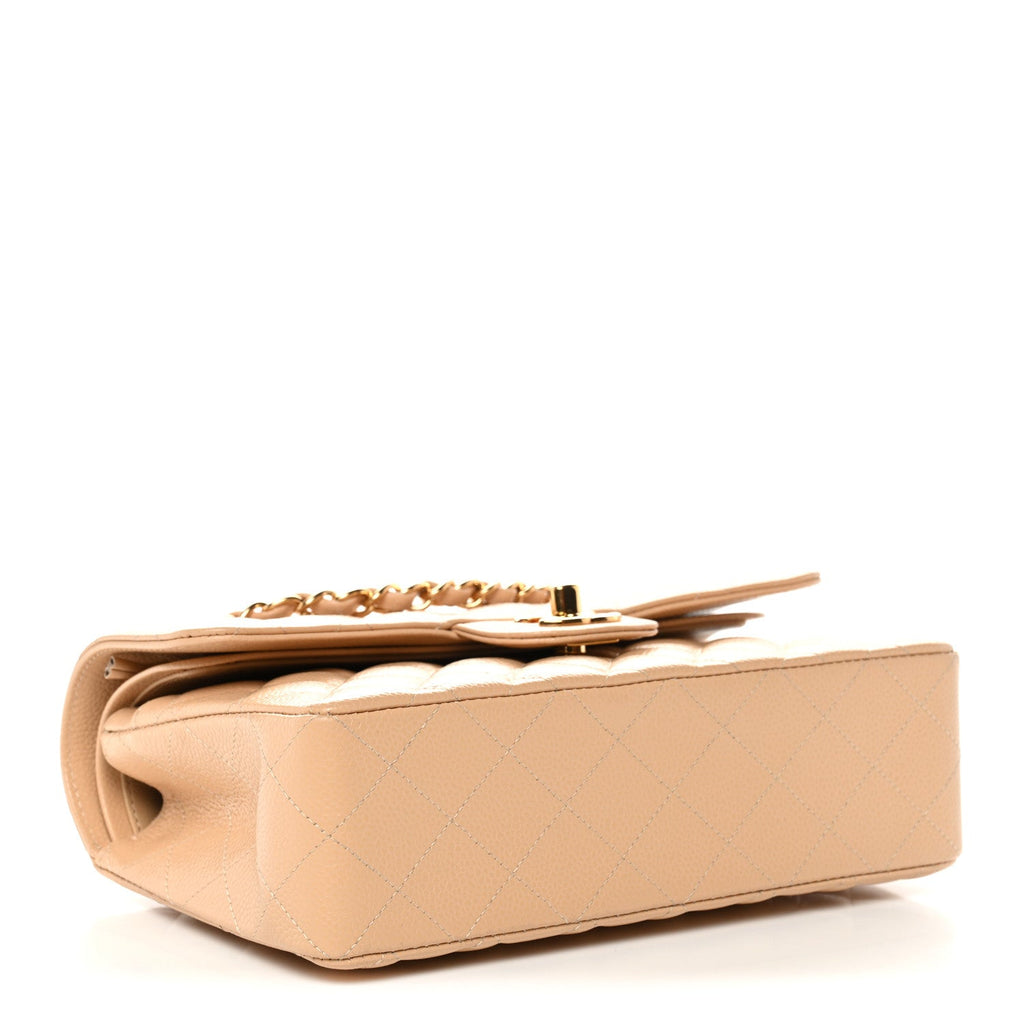 Chanel Caviar Quilted Small Double Flap Beige