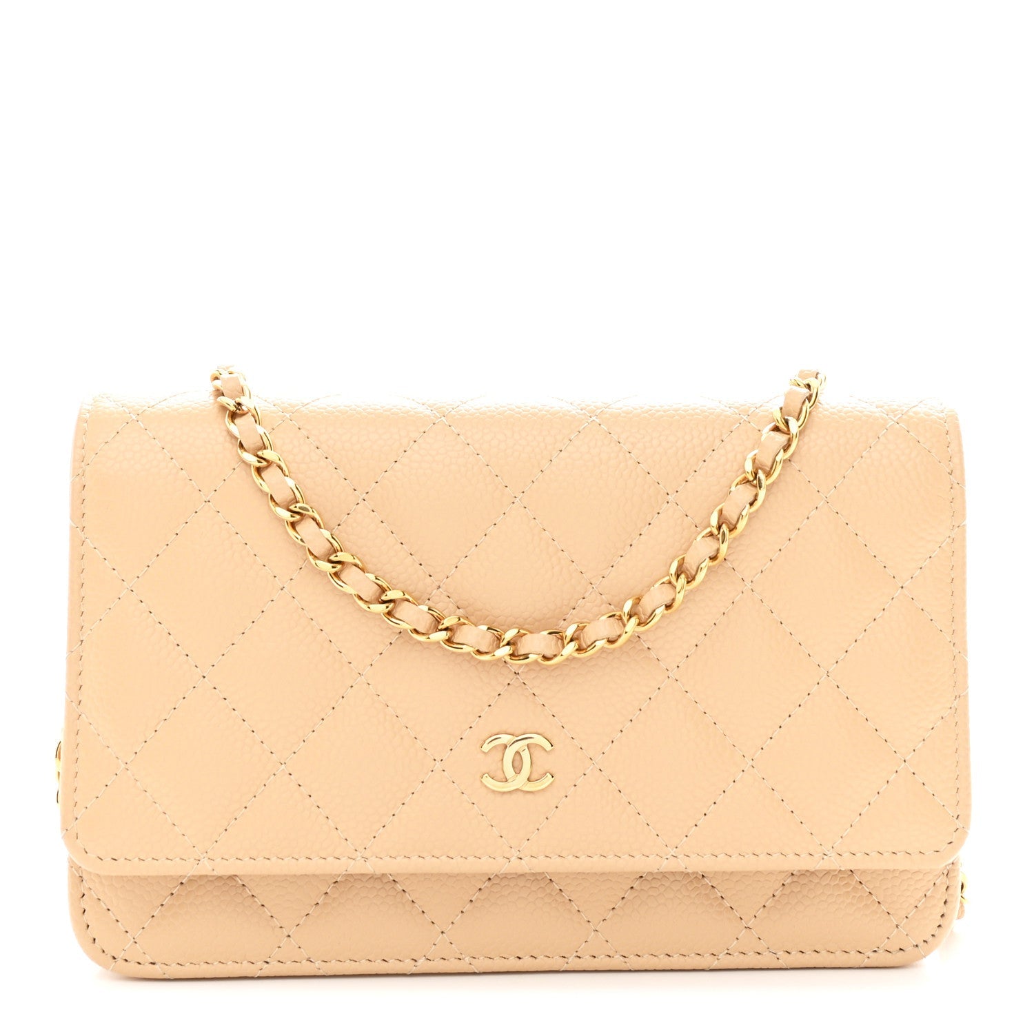 Chanel Caviar Quilted Wallet on Chain WOC Beige