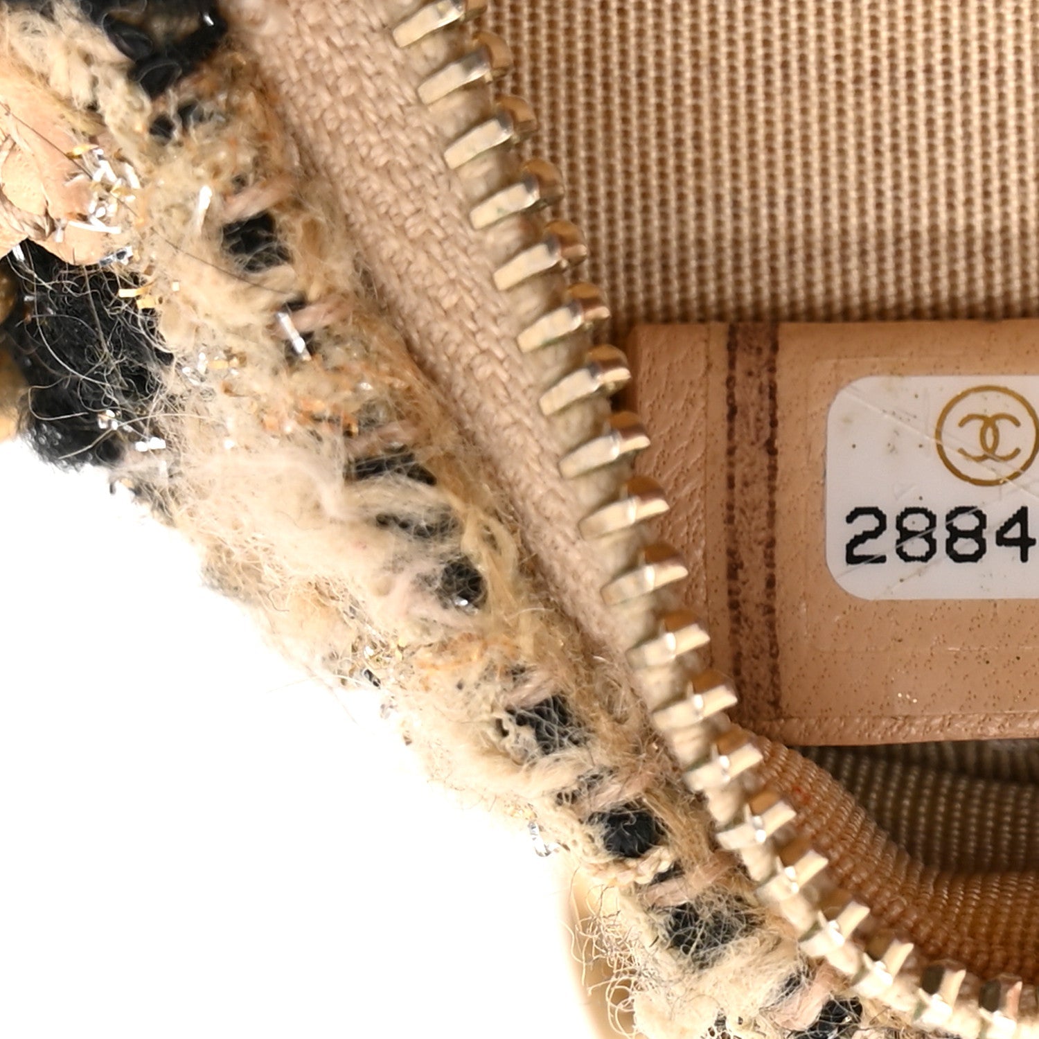 Chanel Wool Tweed Lambskin Quilted Chanel 19 Round Clutch With Chain and Coin Purse Beige Black