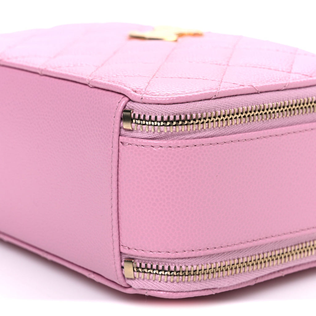 Chanel Caviar Quilted Pick Me Up Small Vanity Case Dark Pink