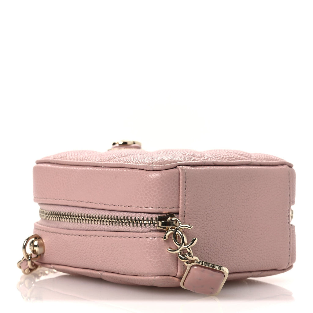 Chanel Caviar Quilted Clutch with Chain Light Pink