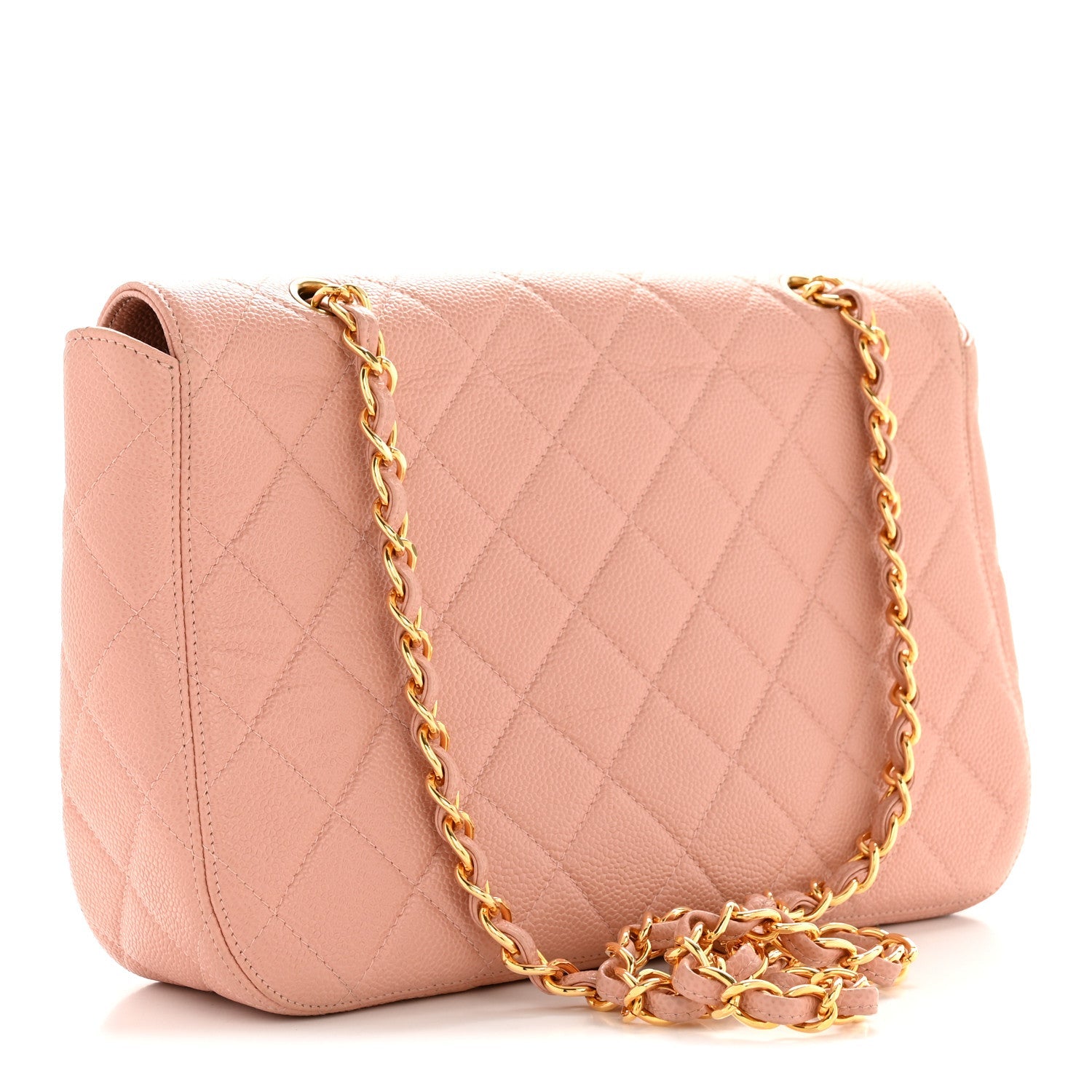 Chanel Caviar Quilted XL Jumbo Single Flap Light Pink