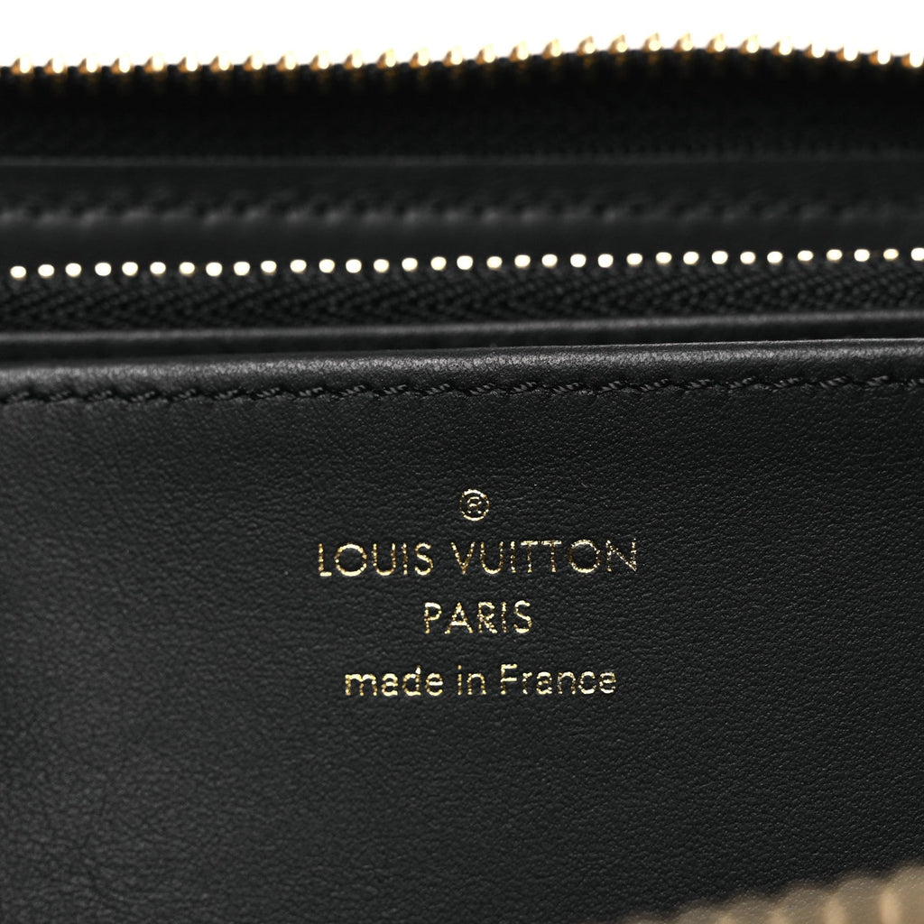 Louis Vuitton Lambskin Embossed Monogram Coussin Zippy Wallet Black