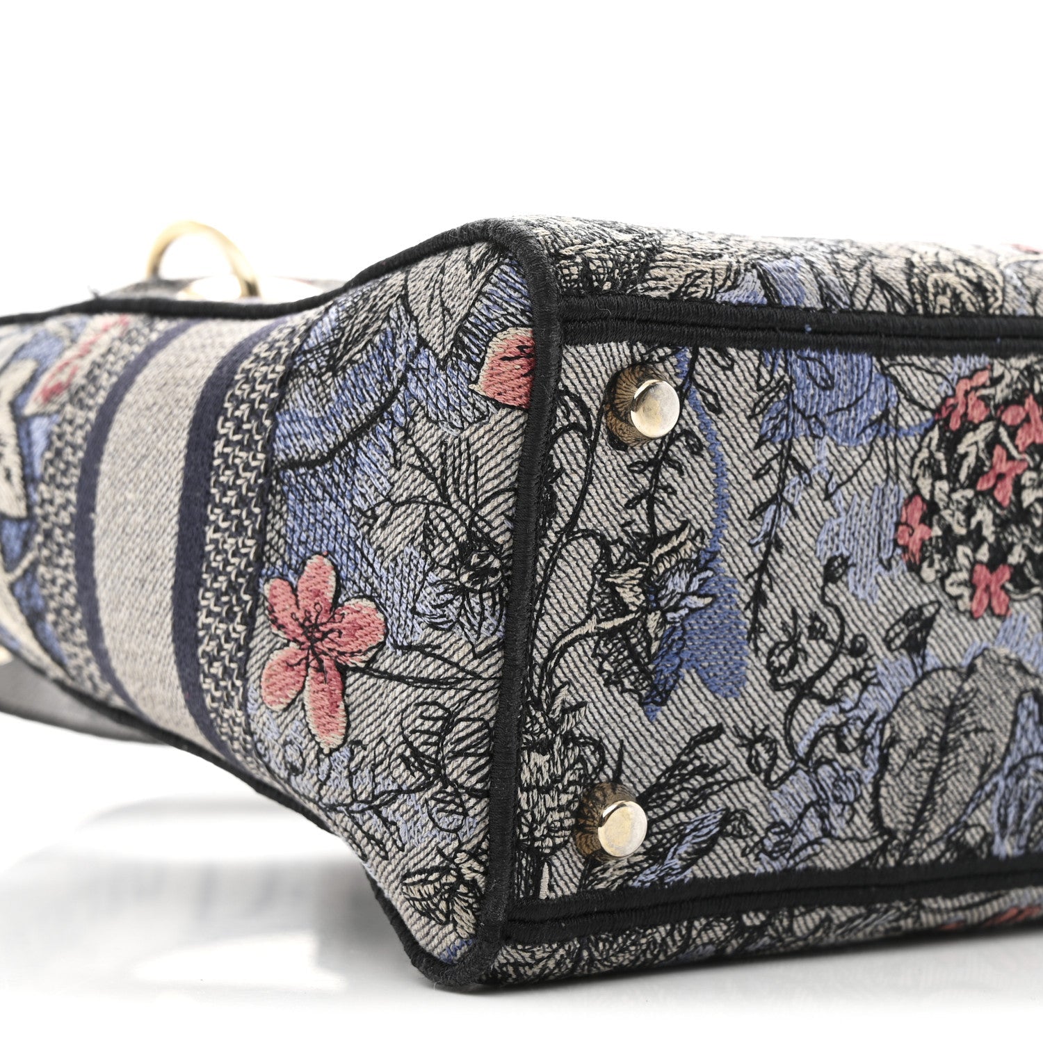 Christian Dior Canvas Embroidered Jardin Magique Medium Lady D-Lite Denim Multicolor