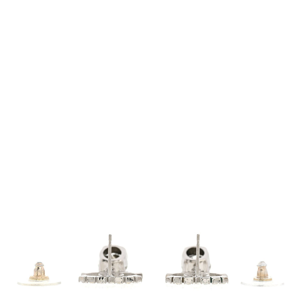 Crystal CC Drop Earrings Silver