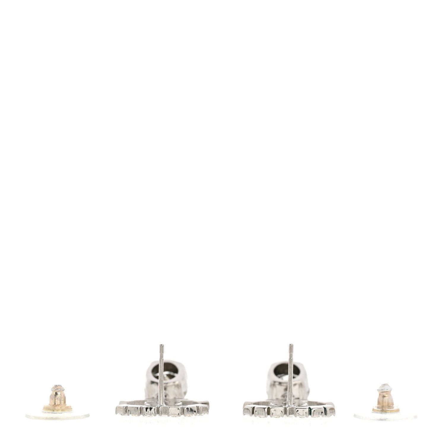 Crystal CC Drop Earrings Silver