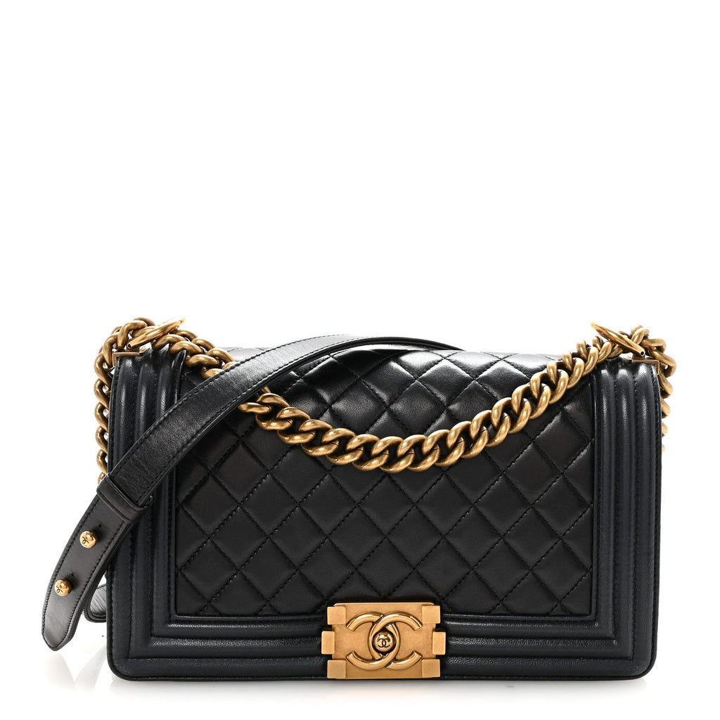 Chanel Lambskin Quilted Medium Boy Flap Black