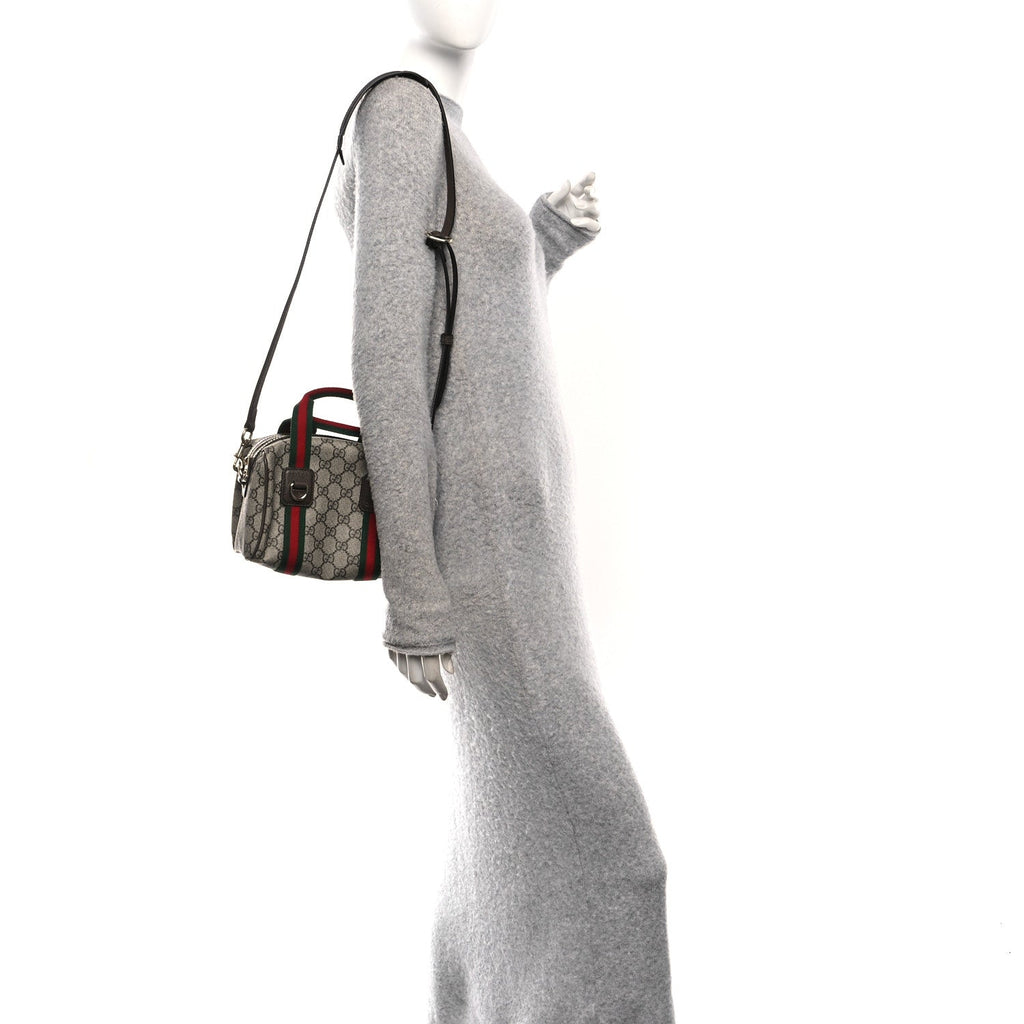 Gucci GG Supreme Web Mini GG Top Handle Bag Beige Ebony New Acero