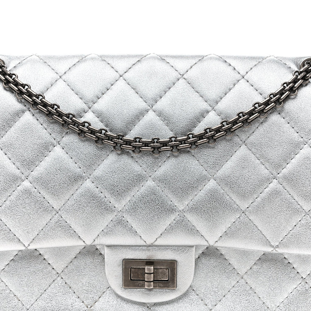 Chanel Metallic Lambskin Quilted 2.55 Reissue 226 Flap Silver