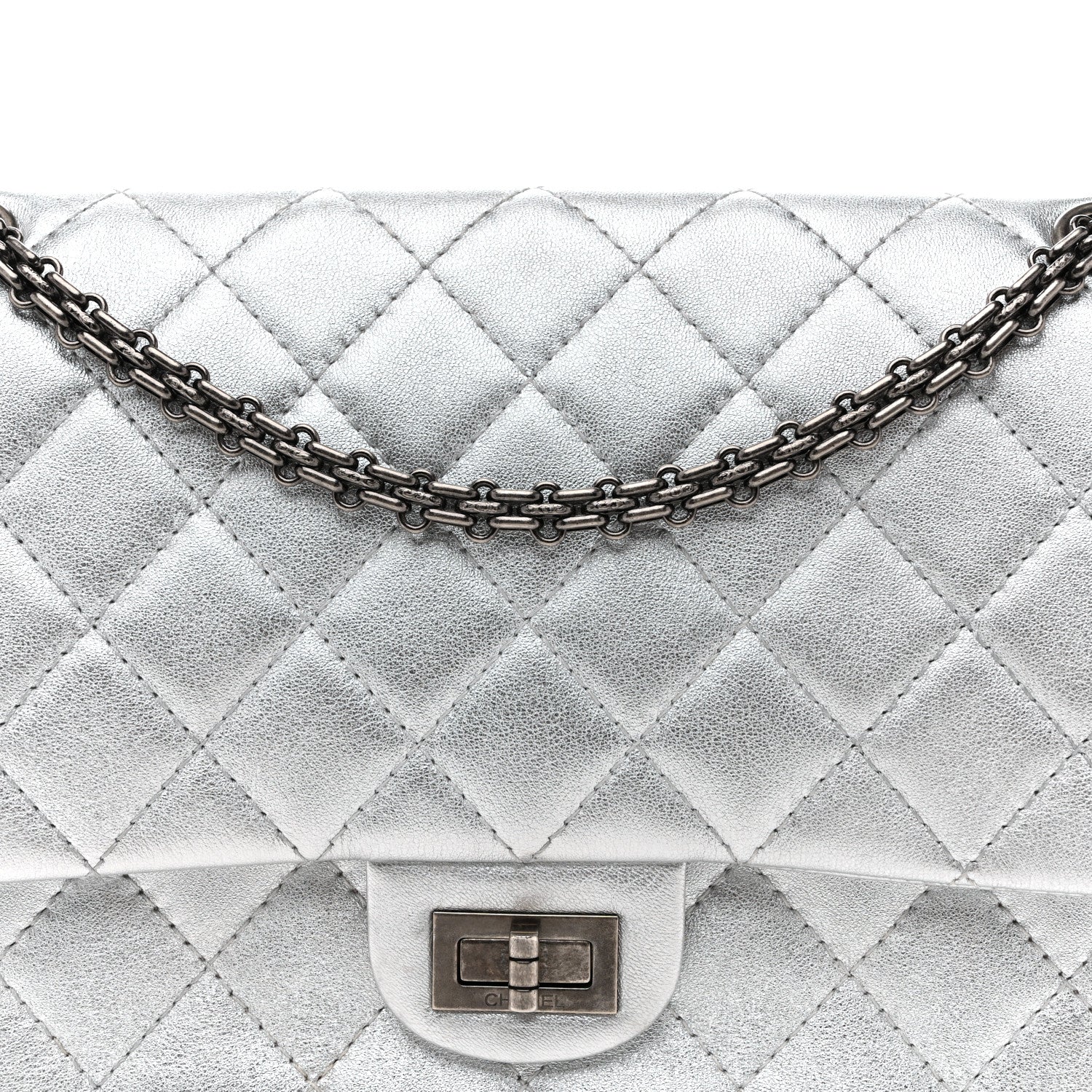 Chanel Metallic Lambskin Quilted 2.55 Reissue 226 Flap Silver