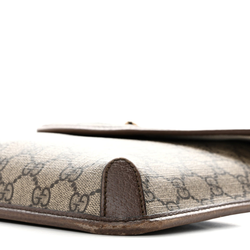 Gucci GG Supreme Monogram Web Medium Neo Vintage Flap Messenger Bag Beige New Acero
