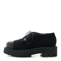 Chanel Wool Tweed Calfskin Lace-Up Loafers 38.5 Black