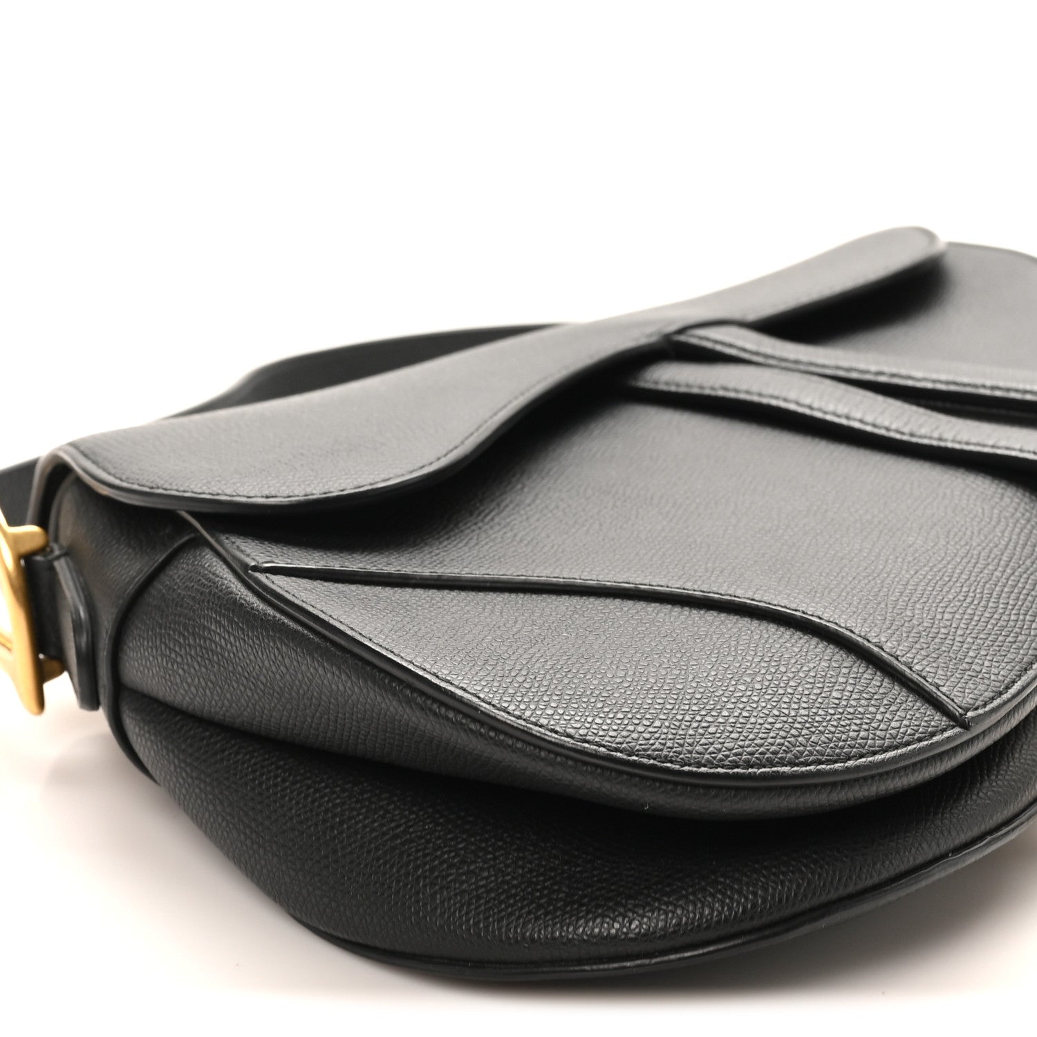 Christian Dior Grained Calfskin Saddle Bag Black