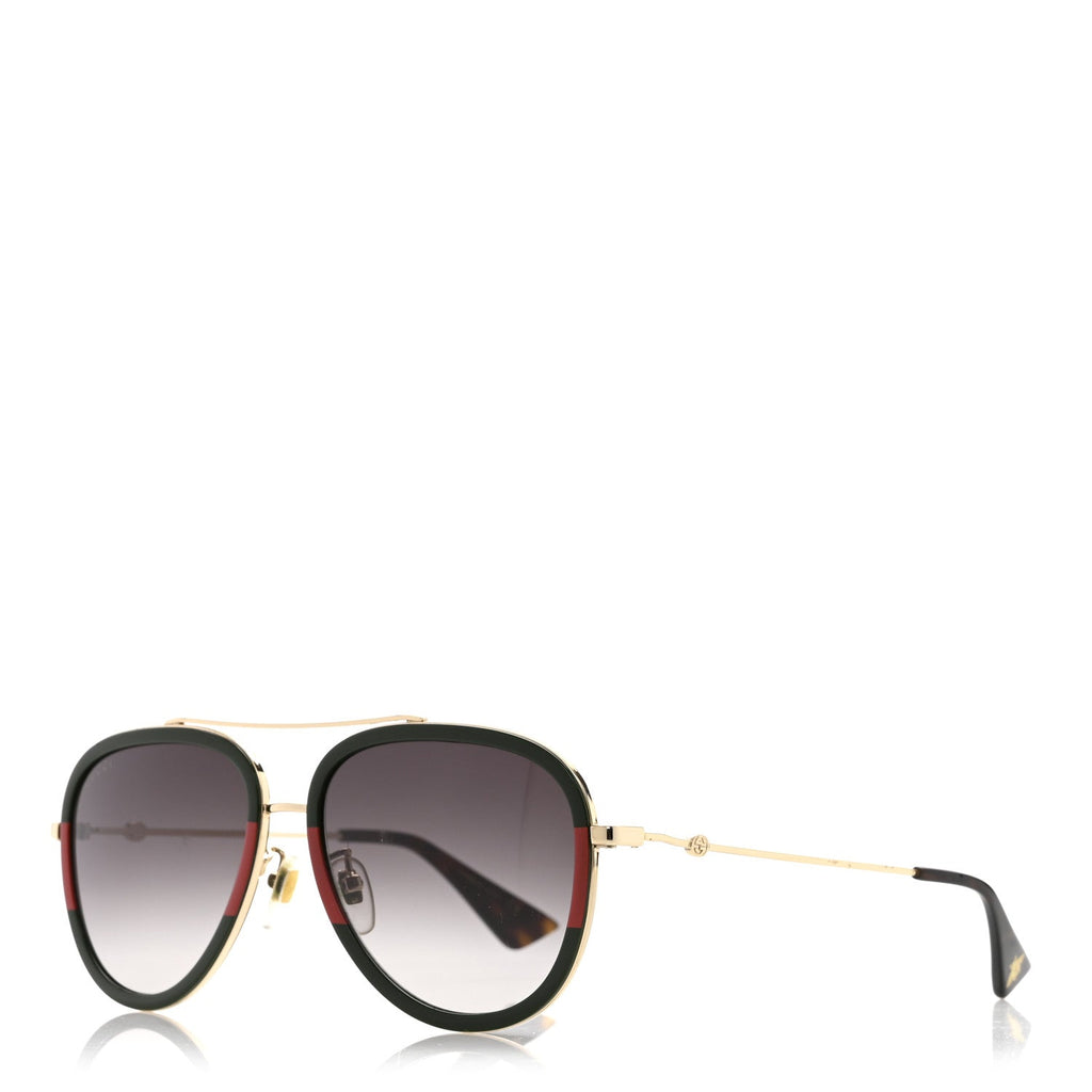 Gucci Metal Web Aviator Sunglasses GG0062S Green Red