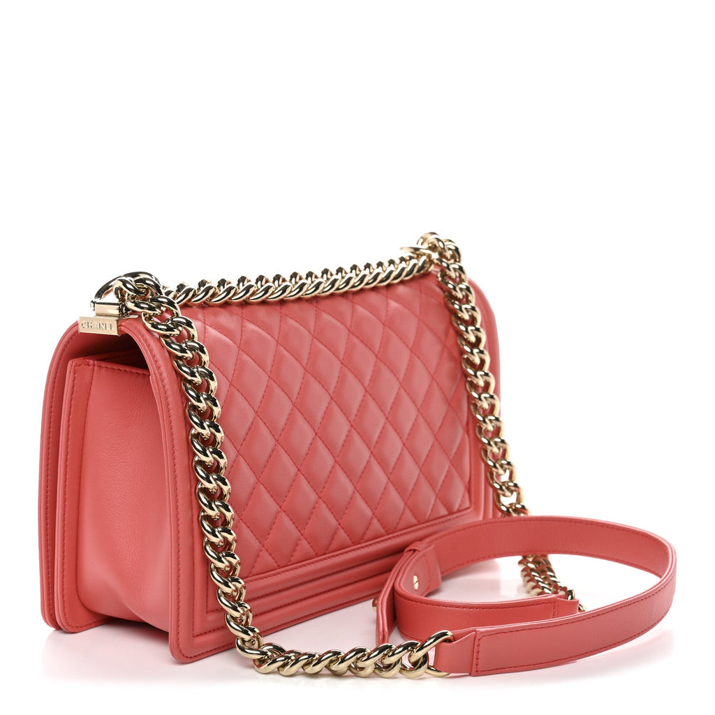 Chanel Calfskin Quilted Medium Boy Flap Coral