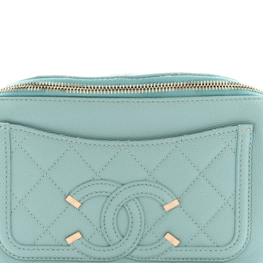 Chanel Caviar Quilted Filigree Waist Bag Light Blue