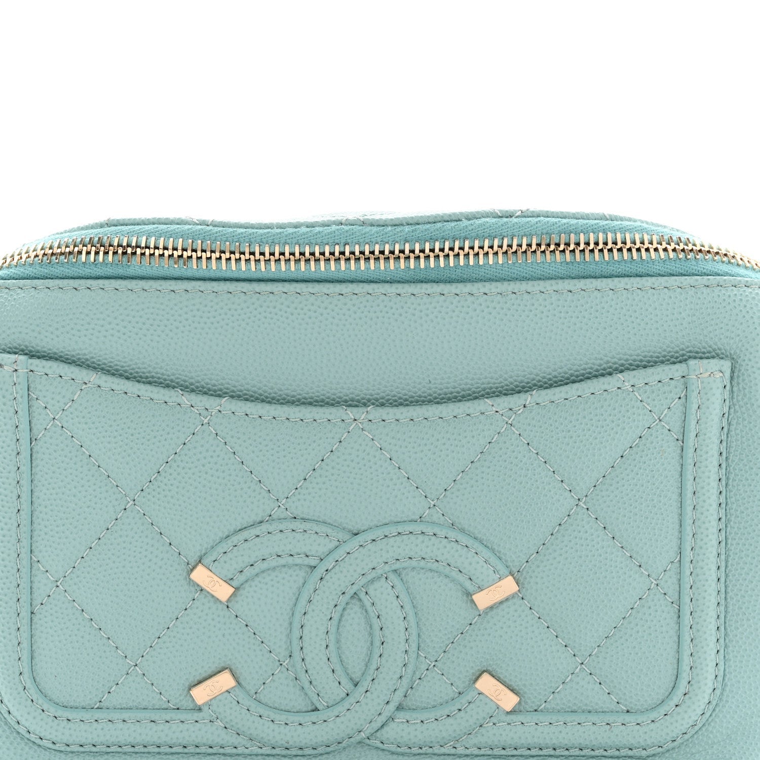 Chanel Caviar Quilted Filigree Waist Bag Light Blue