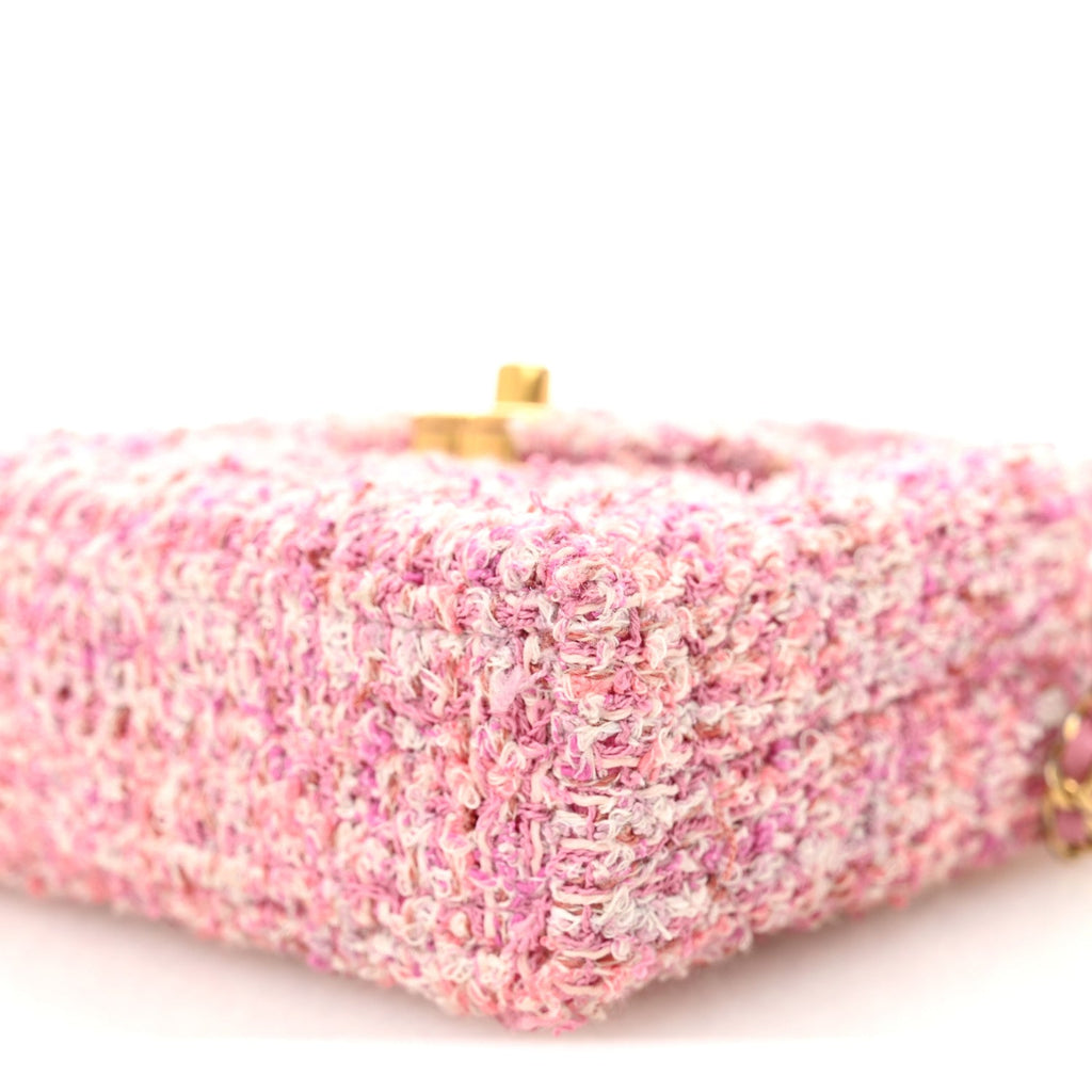 Chanel Tweed Quilted Mini Nano Kelly Shopper Pink