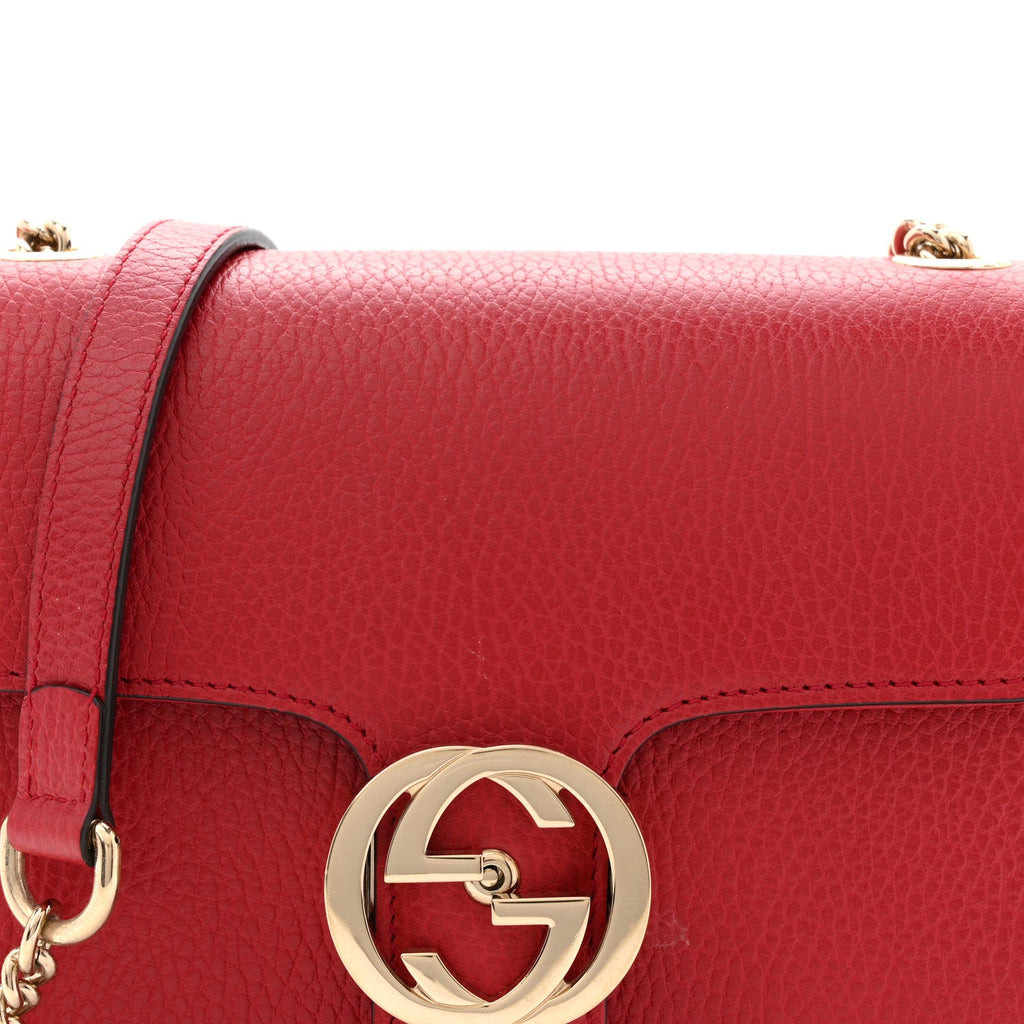 Gucci Dollar Calfskin Small Interlocking G Shoulder Bag Red