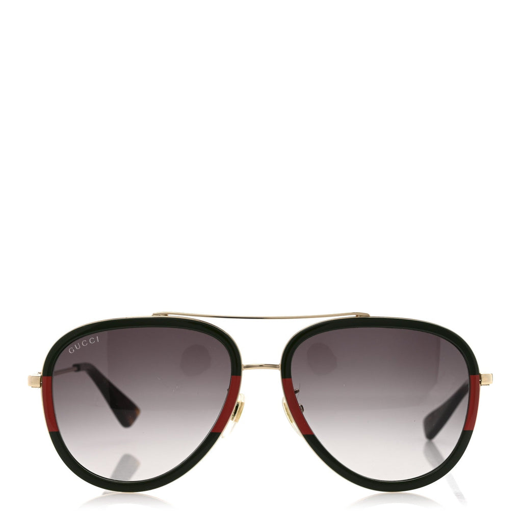 Gucci Metal Web Aviator Sunglasses GG0062S Green Red