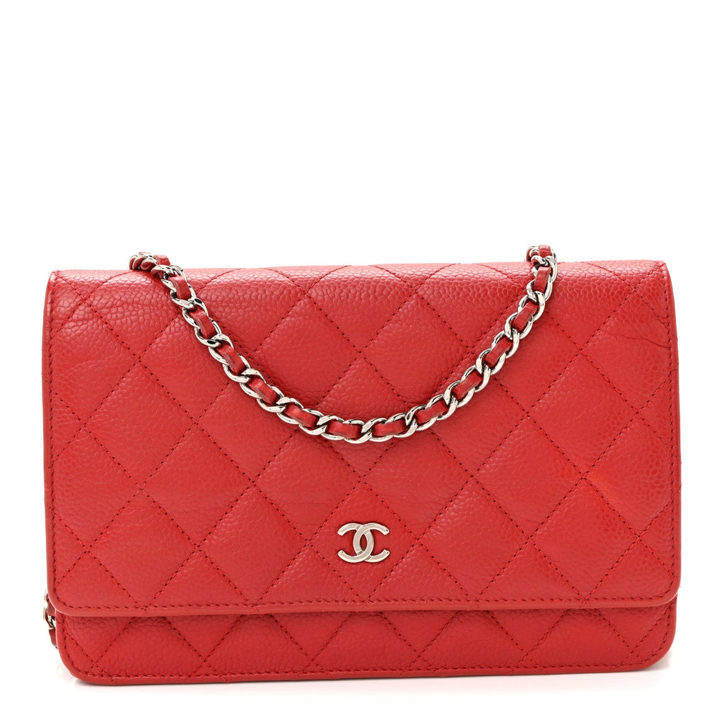 Chanel Caviar Quilted Wallet On Chain WOC Red