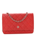 Chanel Caviar Quilted Wallet On Chain WOC Red
