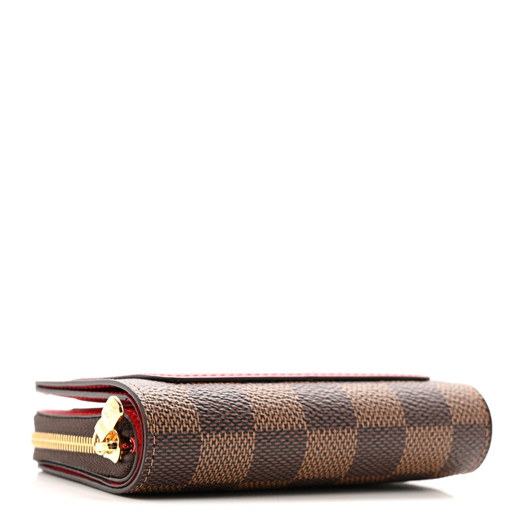 Louis Vuitton Damier Ebene Lou Zippy Compact Wallet Cerise Red
