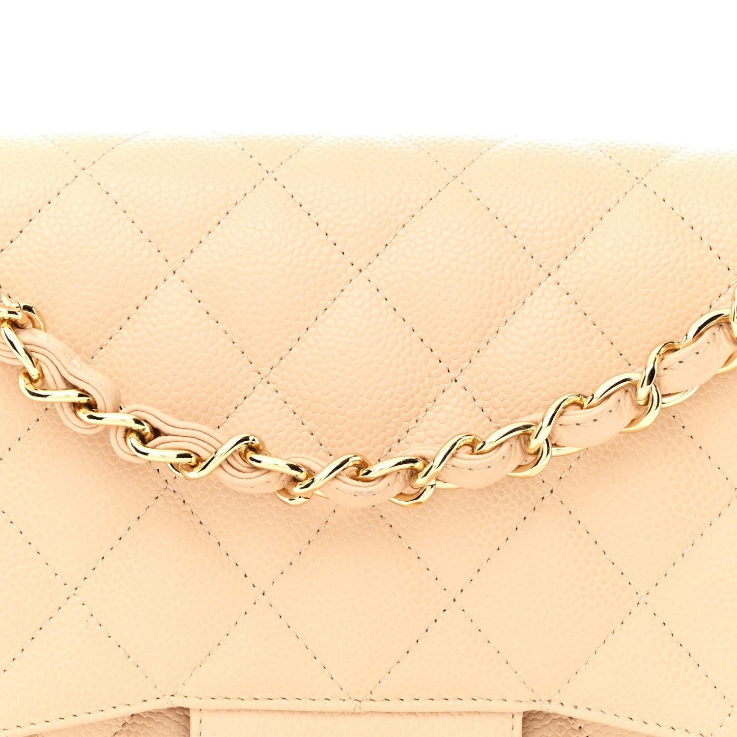 Chanel Caviar Quilted Jumbo Double Flap Beige