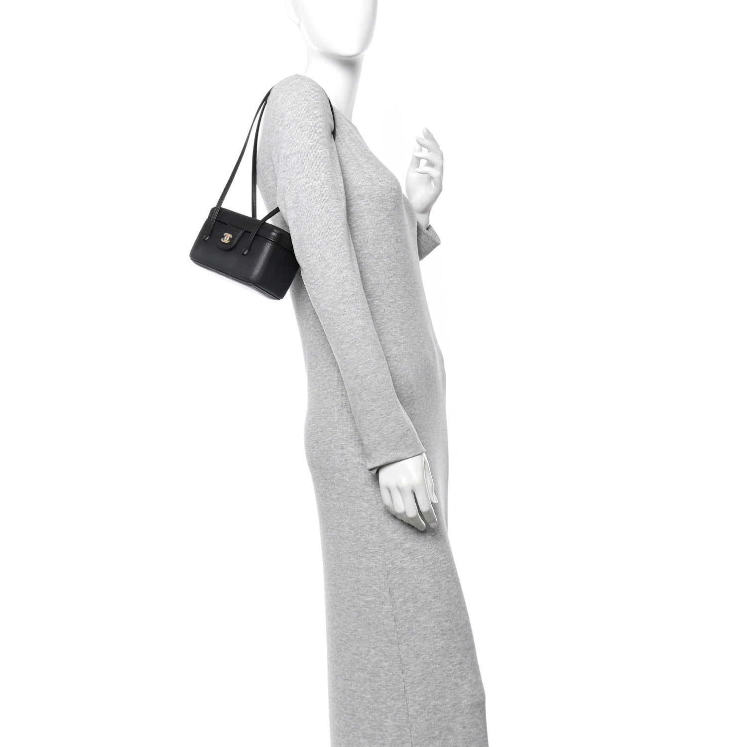 Chanel Shiny Caviar Preppy Coco Long Vanity With Strap Black