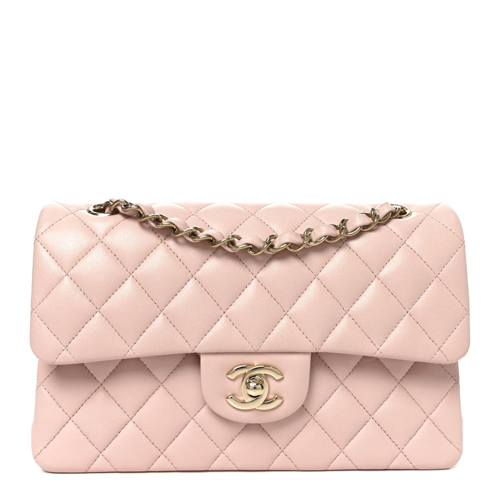 Chanel Lambskin Quilted Small Double Flap Light Pink