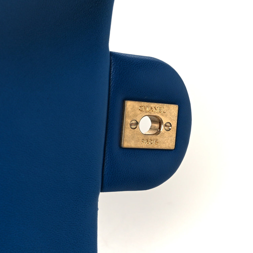 Chanel Lambskin Quilted Mini Pearl Crush Flap Blue