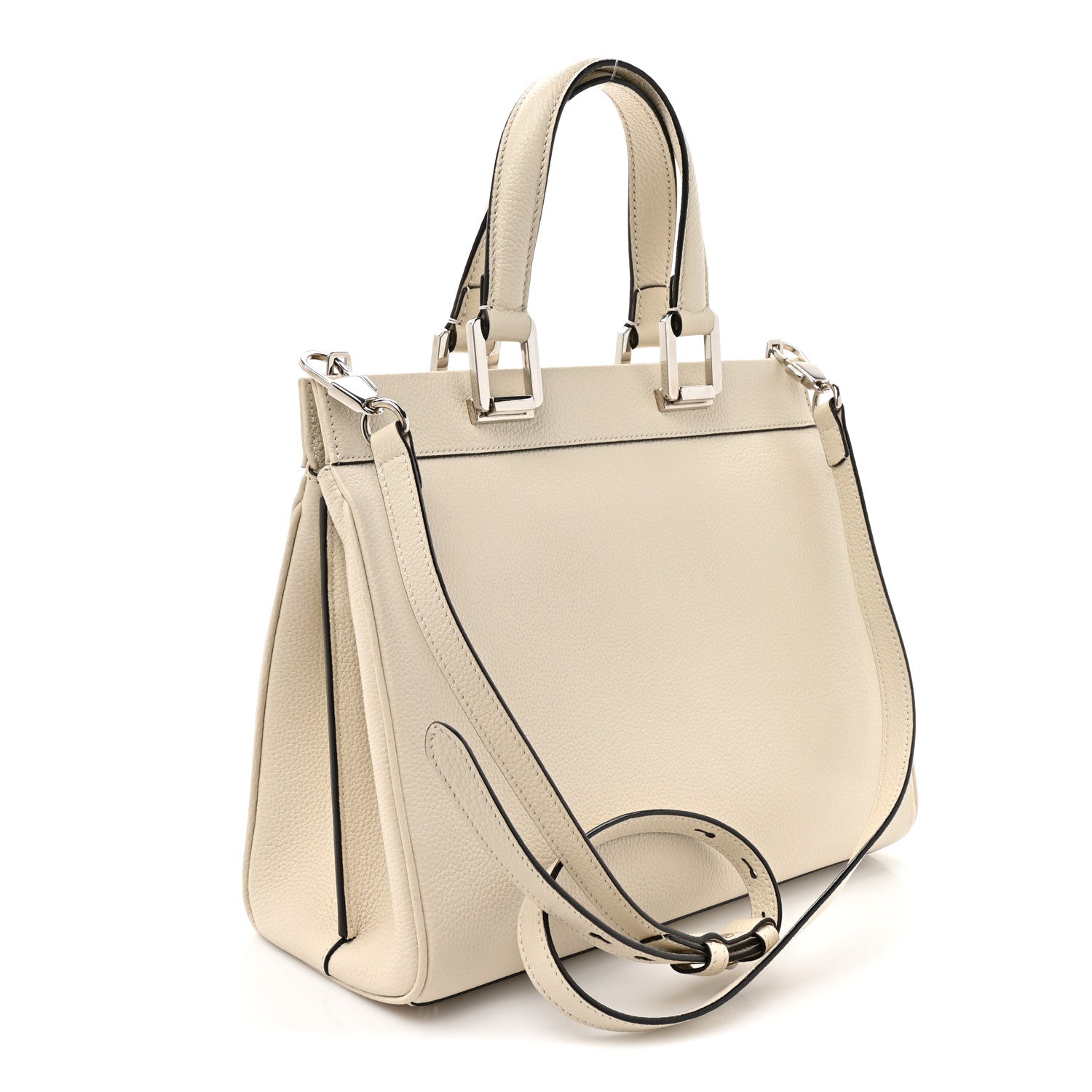 Gucci Grainy Calfskin Small Zumi Top Handle Bag Mystic White