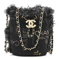 Chanel Denim Quilted Mood Mini Bucket With Chain Black Multicolor