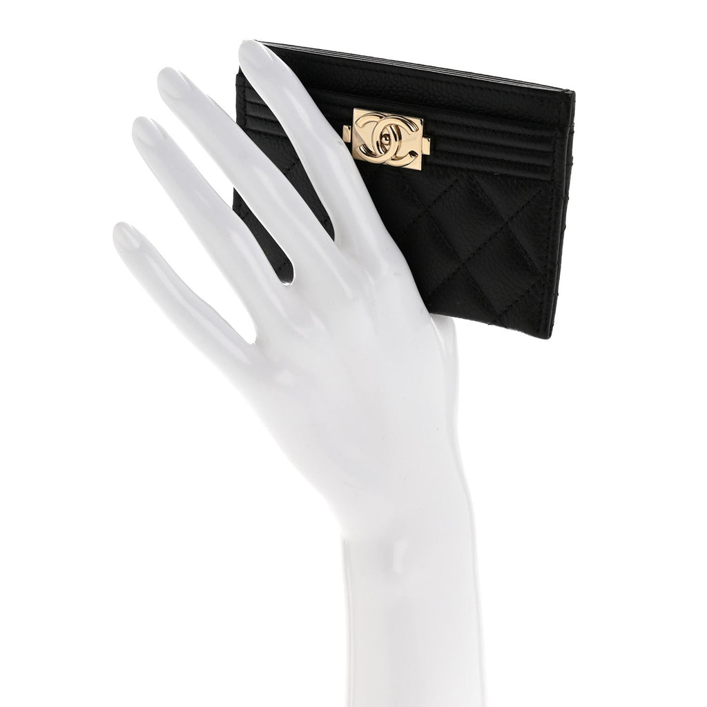 Caviar Quilted Boy Card Holder Black