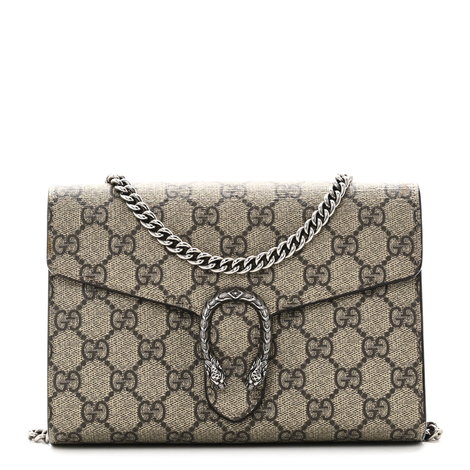 Gucci GG Supreme Monogram Mini Dionysus Chain Wallet Beige Taupe