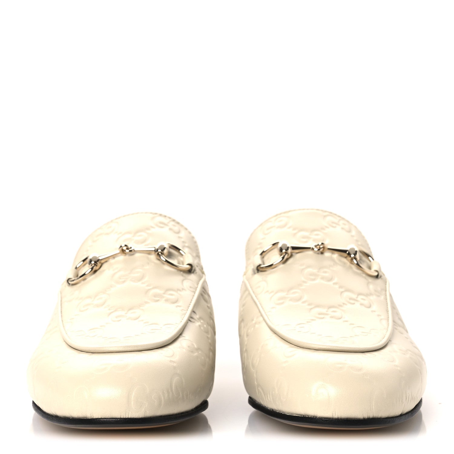 Gucci Glamour Calfskin Guccissima Womens Princetown Slippers 37 New Ivoire