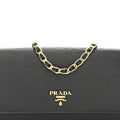 Prada Vitello Move Metal Oro Chain Wallet Black