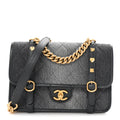 Chanel Washed Denim Quilted Messenger Flap Black
